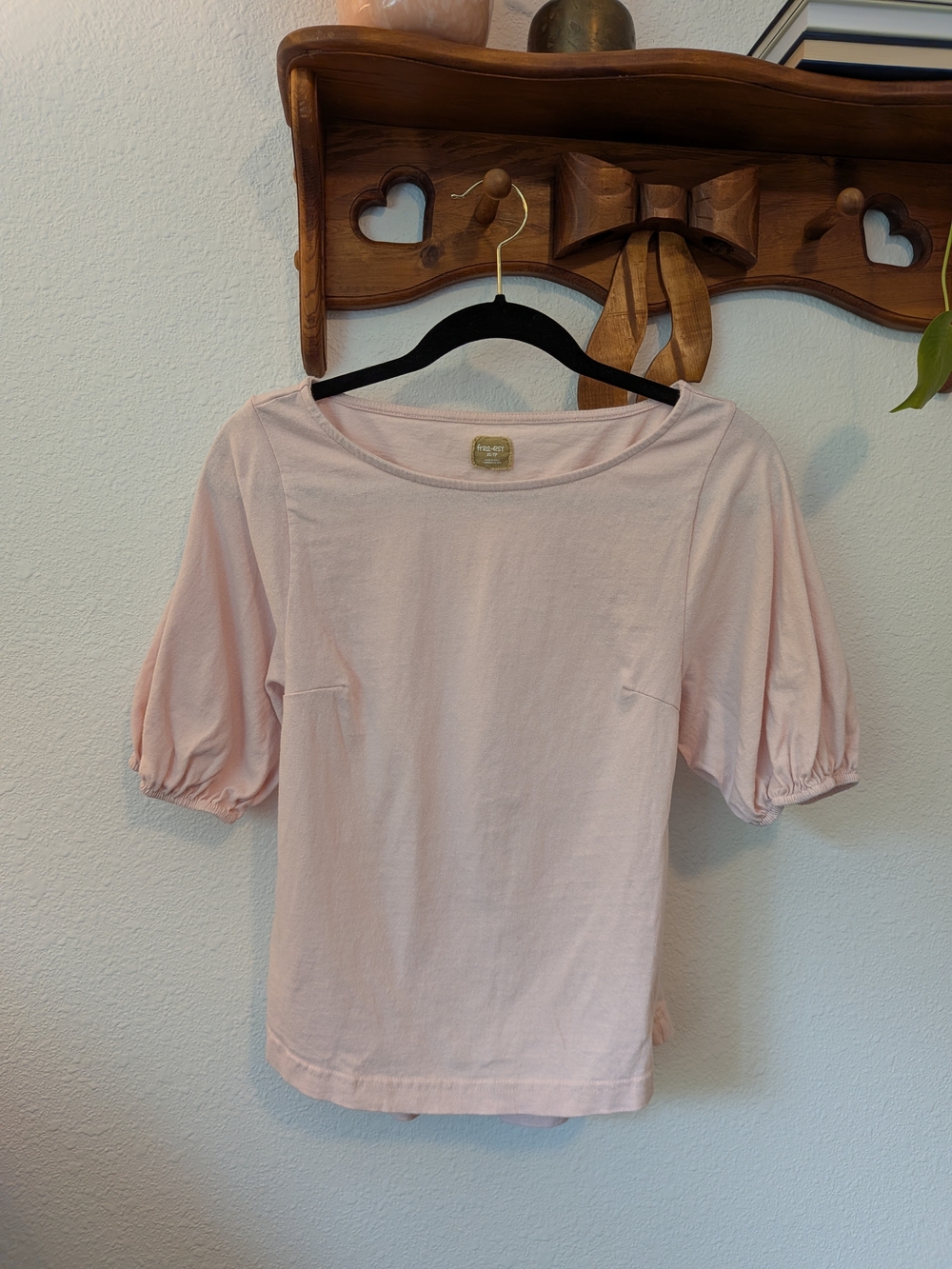 FP Light Pink Women's Backless Puff Sleeve Top